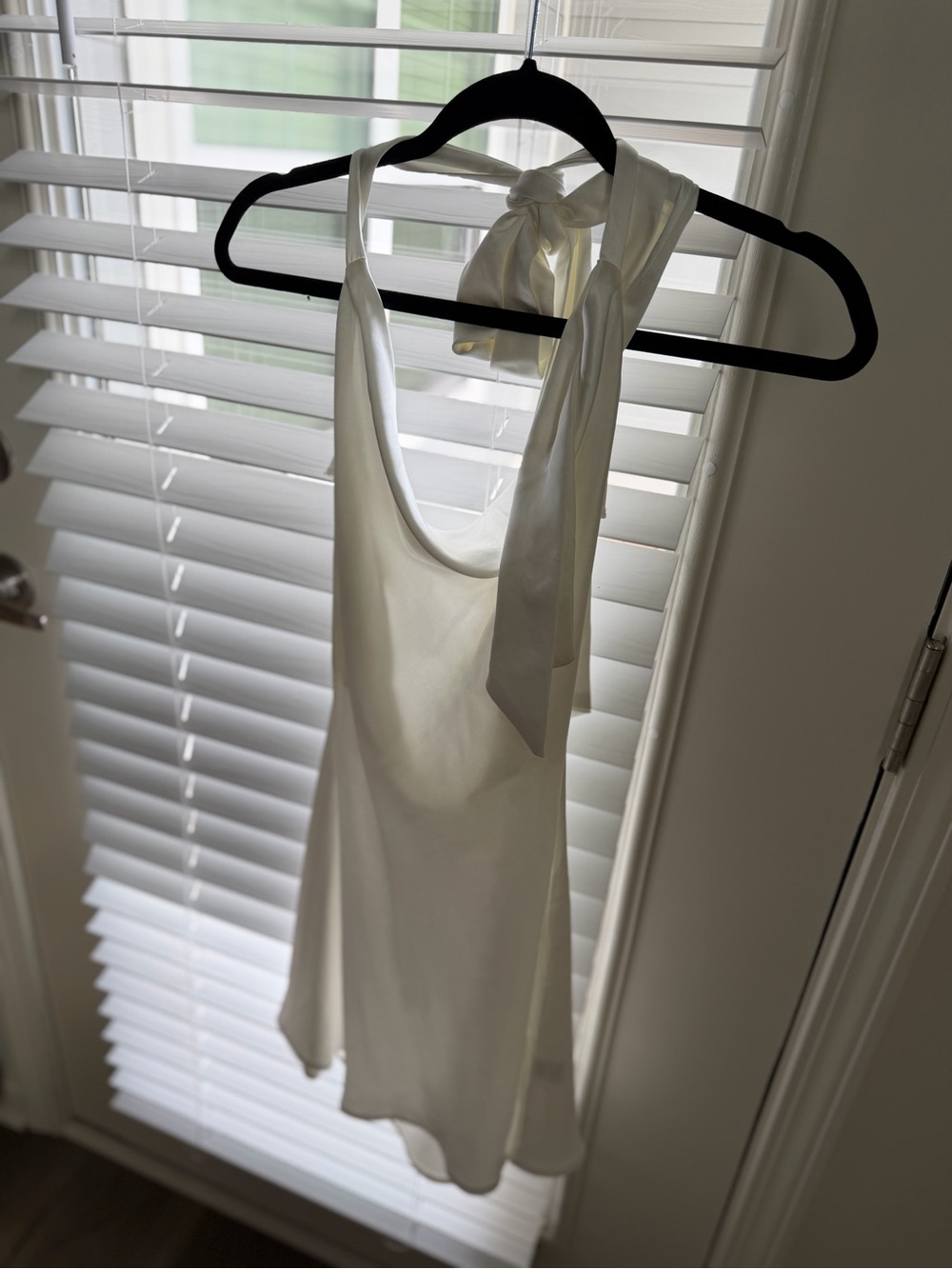 Altar'd State Cream Satin Tie-Neck Dress